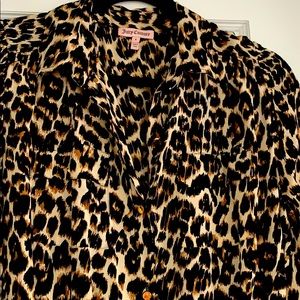 100% Silk Juicy Couture Leopard Print Mini Dress